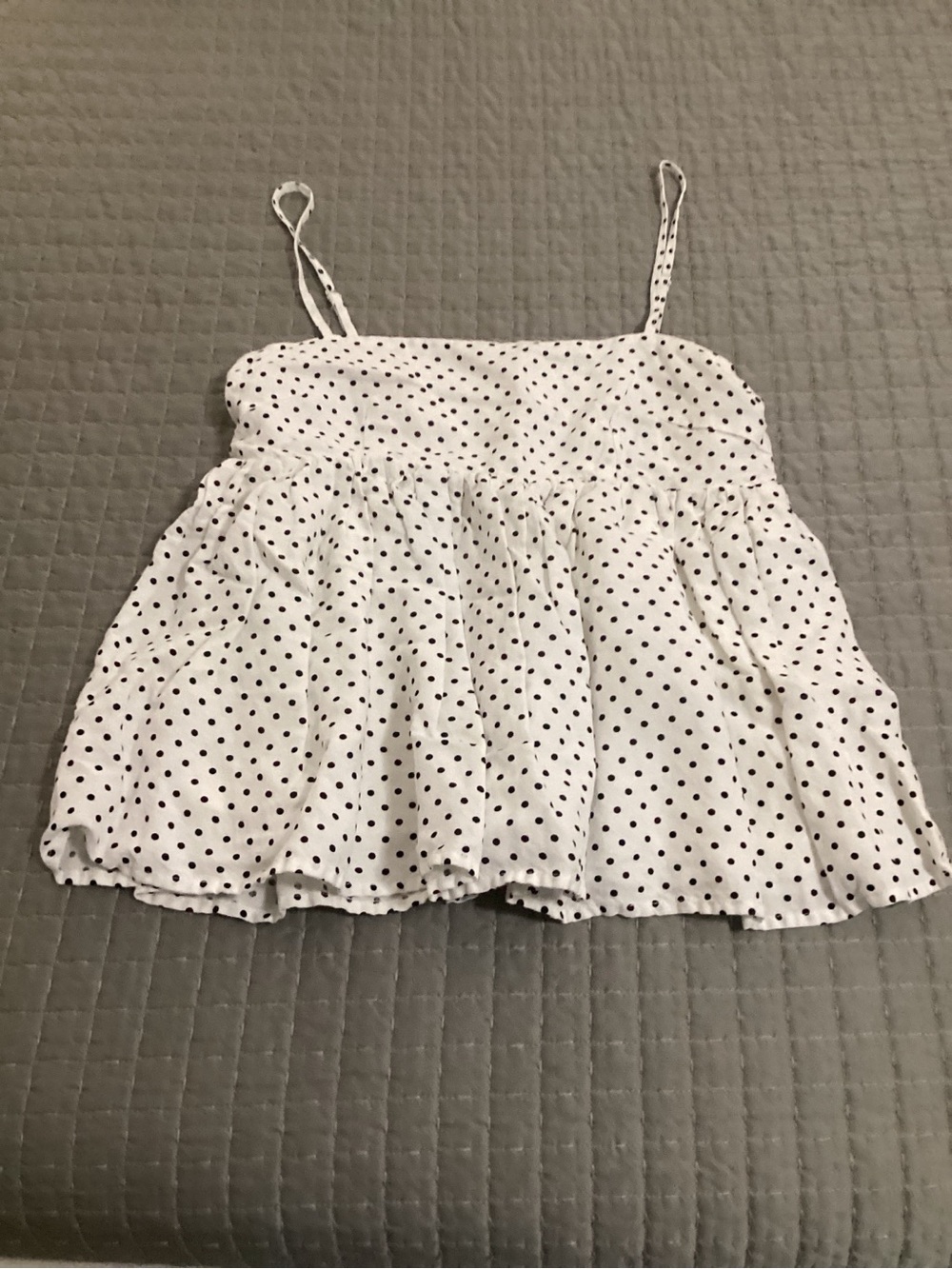 White Polka Dot Spaghetti Strap Women's Top & Shorts